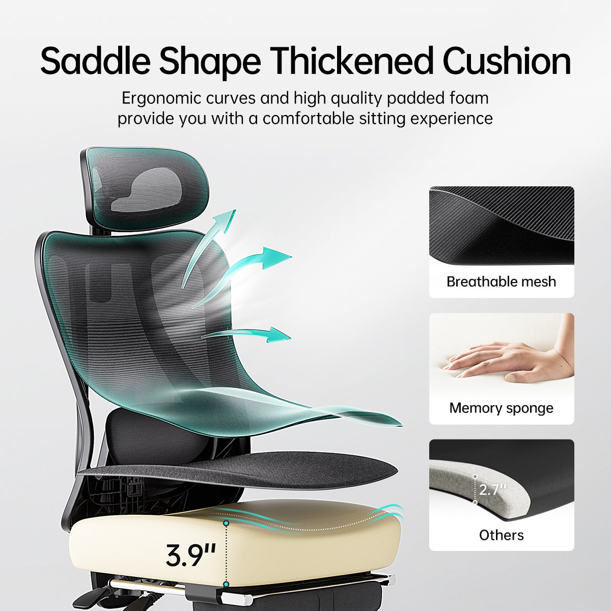 Ergonomic pillow for online office chair