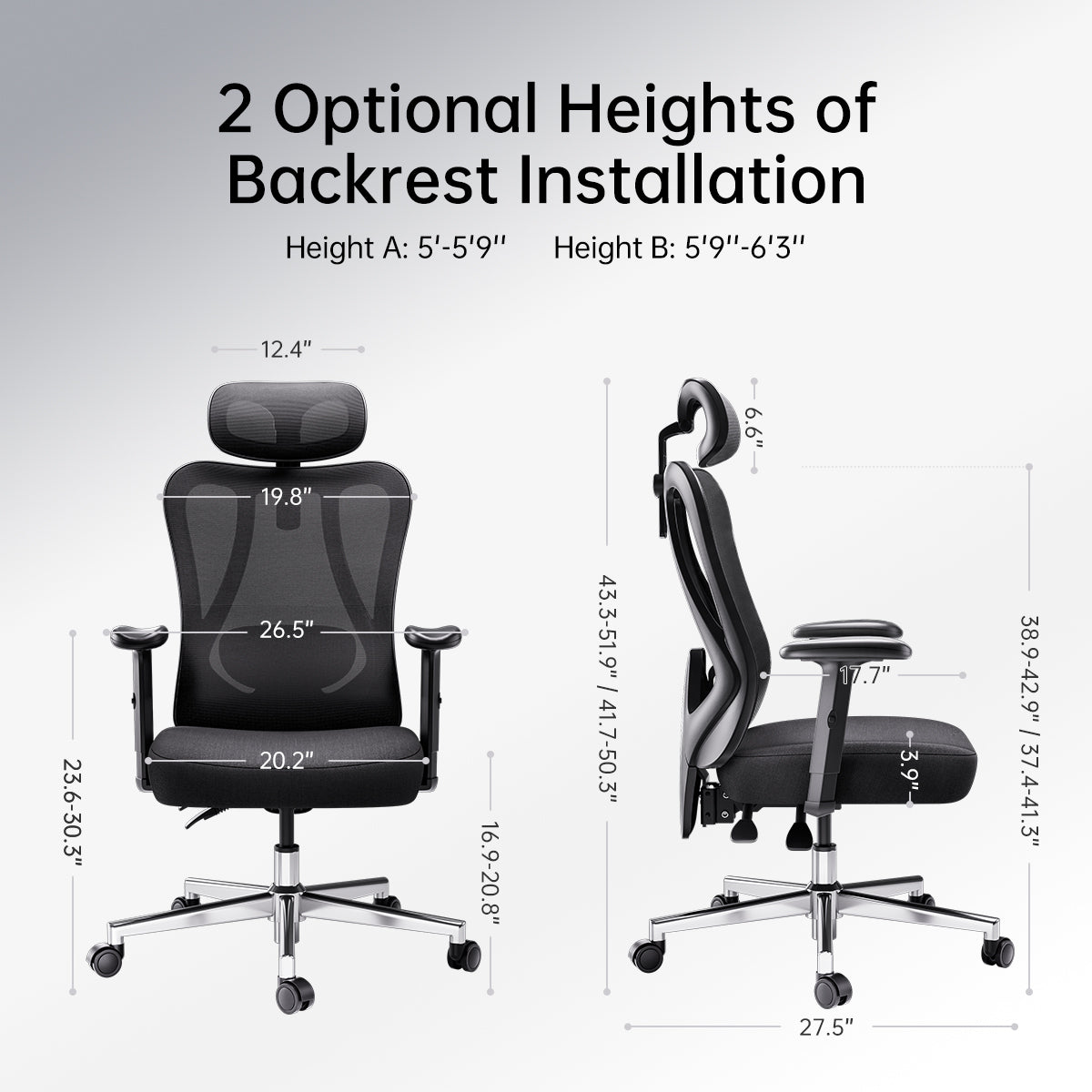 HBADA P3 Ergonomic Chair Without Footrest, Black Color