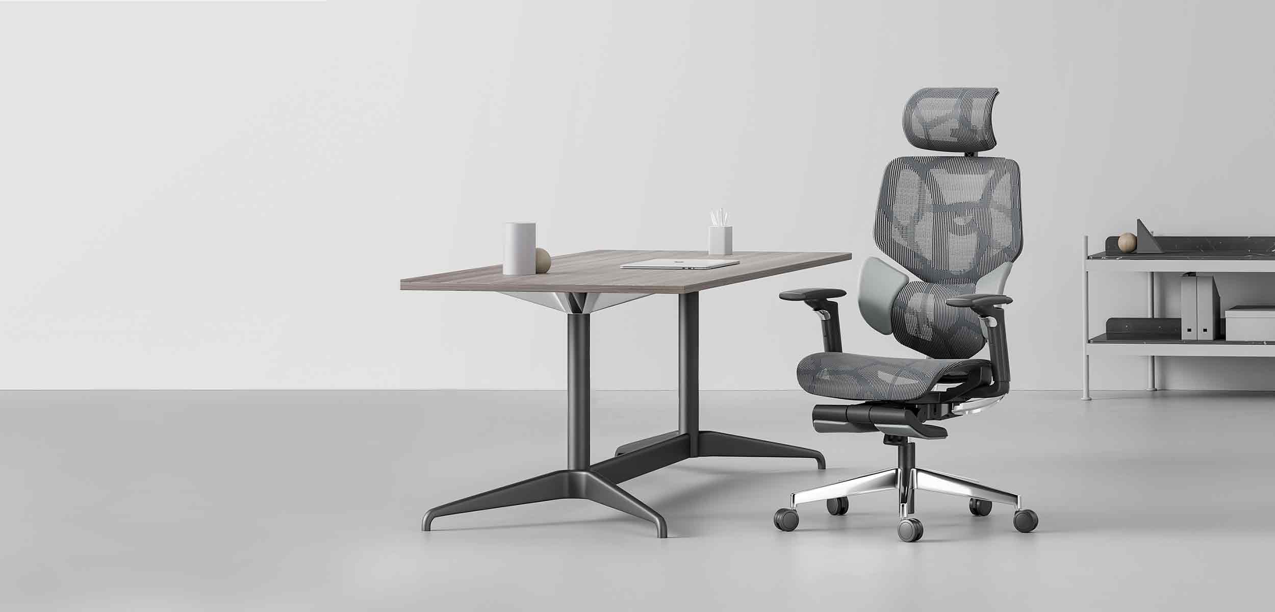 Gray computer desk online chair