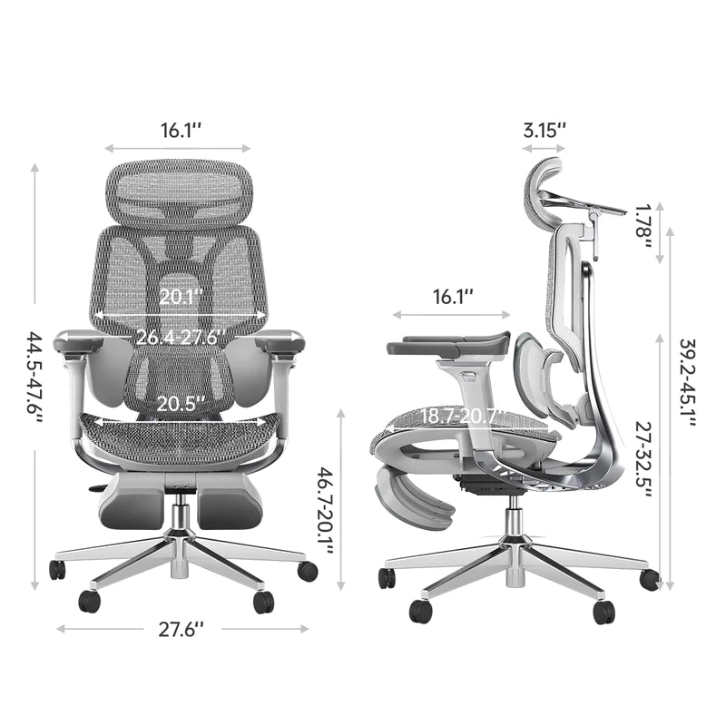 HBADA E3 Ergonomic Office Chair-White